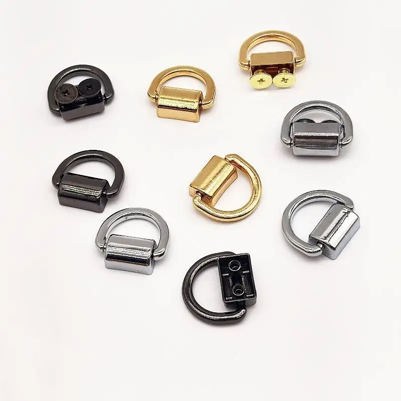 10Pcs Craft D-Ring Buckle Bag Side Clip Screw Clip Connector Handbag Strap Hardware DIY Accessories For Leather Craft Making