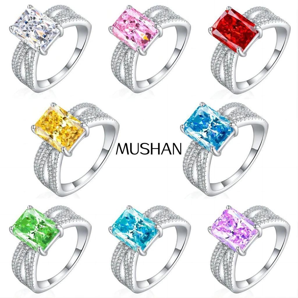 

MuShan Jewelry 925 Sterling Silver Ring Wedding Band High Carbon Diamond Minimalist Style Her Gift Women Rings Fine Jewelry