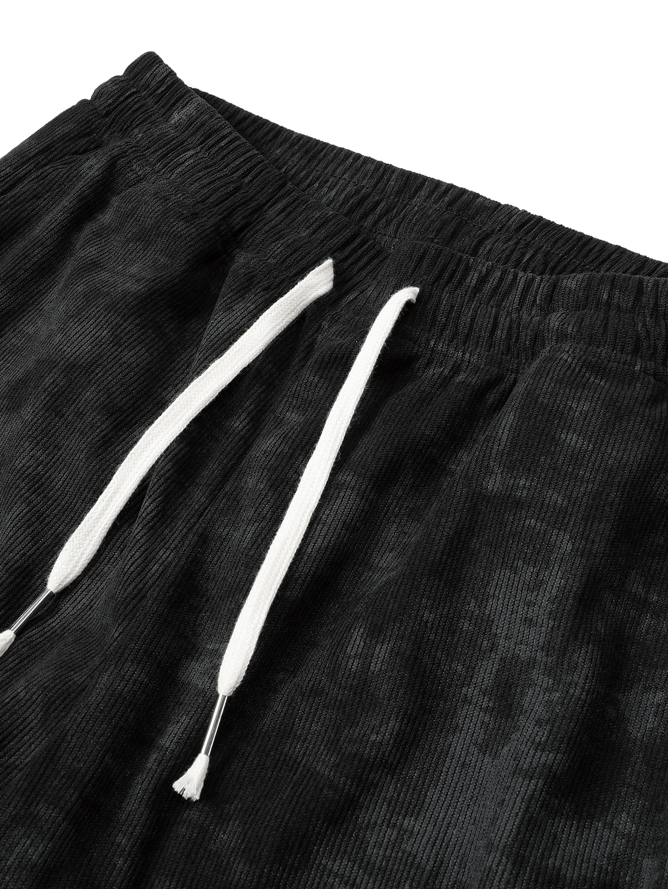 Retro floral corduroy trousers for men; loose straight-leg casual pants with elastic waistband and pockets for autumn and winter
