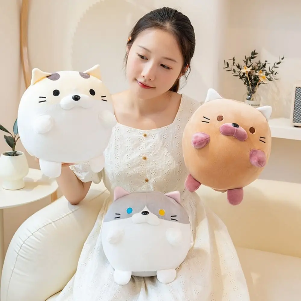 

Кошка Круглая подушка для сна с шариком для котенка Лицо вниз Мультяшный мяч с котенком Подушка для отдыха на столе Пушистый мягкий мяч для котенка Плюшевая подушка для школы