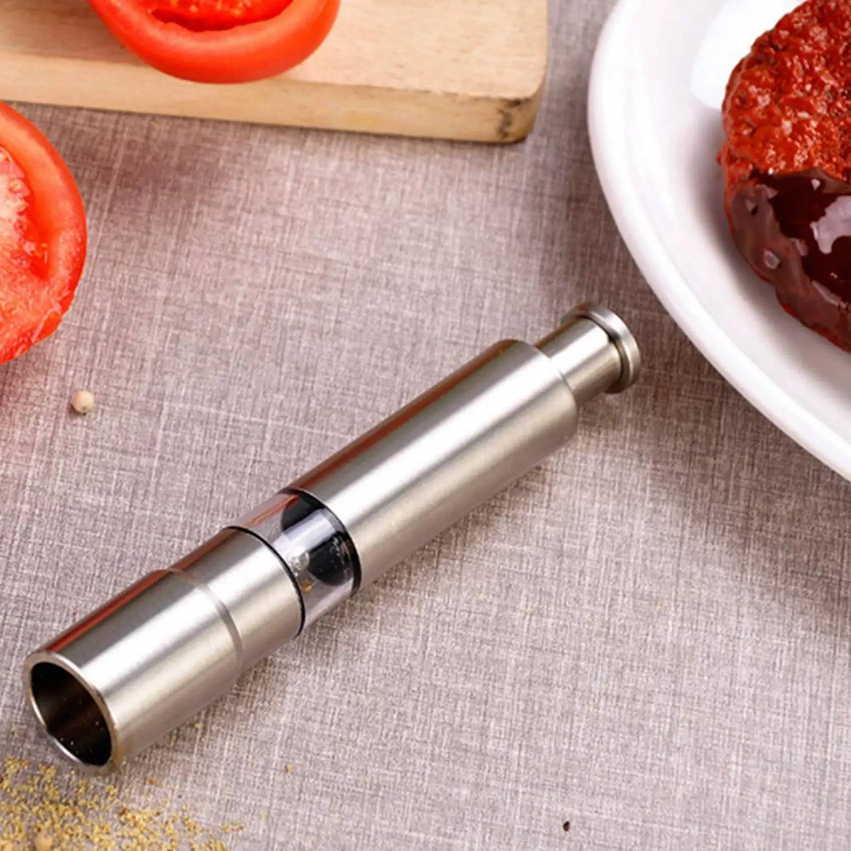 B03C-Salt And Pepper Mill Set, Stainless Steel Salt And Pepper Grinder Durable One Hand Operation Salt And Pepper Mill 4 Pack
