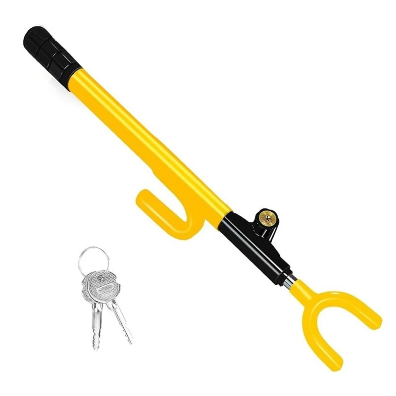 Universal Steering Wheel Lock Anti-Theft Device Heavy Duty Adjustable Length With 3 Keys, Fits For Cars, Trucks, Suvs