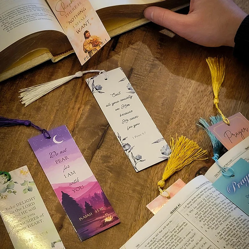 Penanda halaman Alkitab ayat dengan rumbai yang cocok pembatas buku bacaan buku Aksesori Hadiah