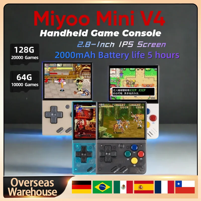 MIYOO MINI V4 Retro Handheld Game Players Consoles Portable Video Game Linux System 2.8'' IPS OCA  Game Console For Boy Gifts