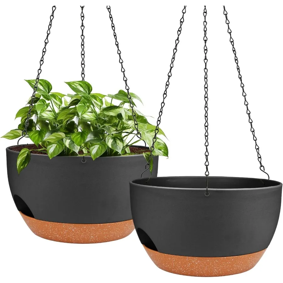 

Подвесные горшки для уличных комнатных растений, 2 упаковки, 12-дюймовые подвесные корзины для растений, уличные самополивающиеся подвесные горшки с план