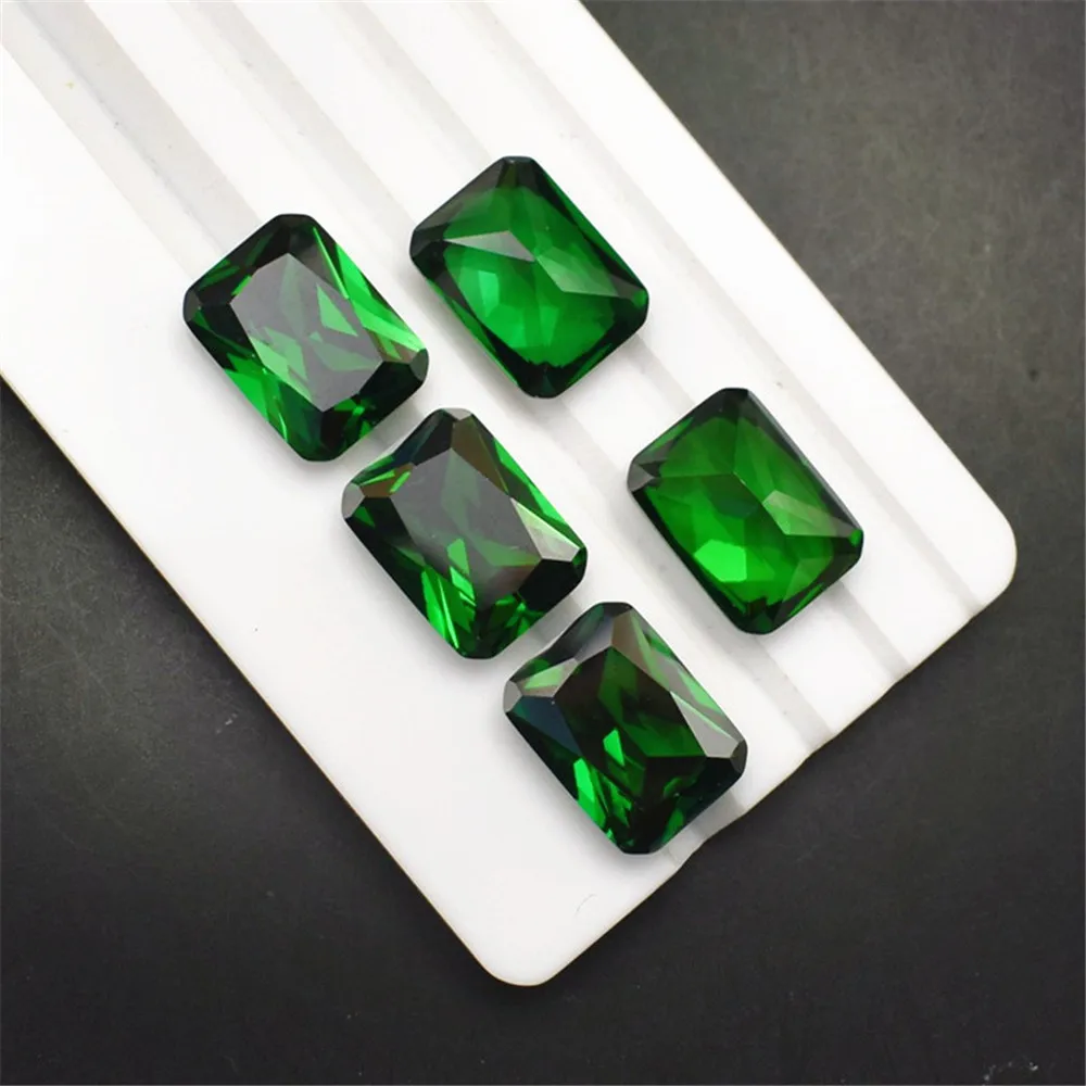 عالية الجودة الزمرد مستطيل الأوجه الأحجار الكريمة مشع قطع متوسطة الأخضر الزمرد جوهرة ER025