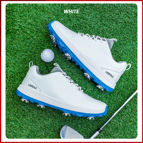 Spike Waterproof Golf Sneakers for Men Women Lace Up Anti-Slip Sports Golf Shoes for All Weather Conditions Walking Shoes