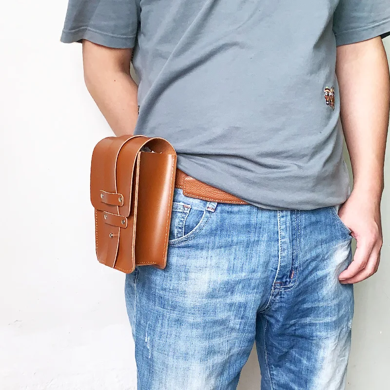 

Outdoor Sports Waist Bag Men's PU Leather New Street Tactical Bag Men's Phone Bag Wearing Belt Tool Leg Bag