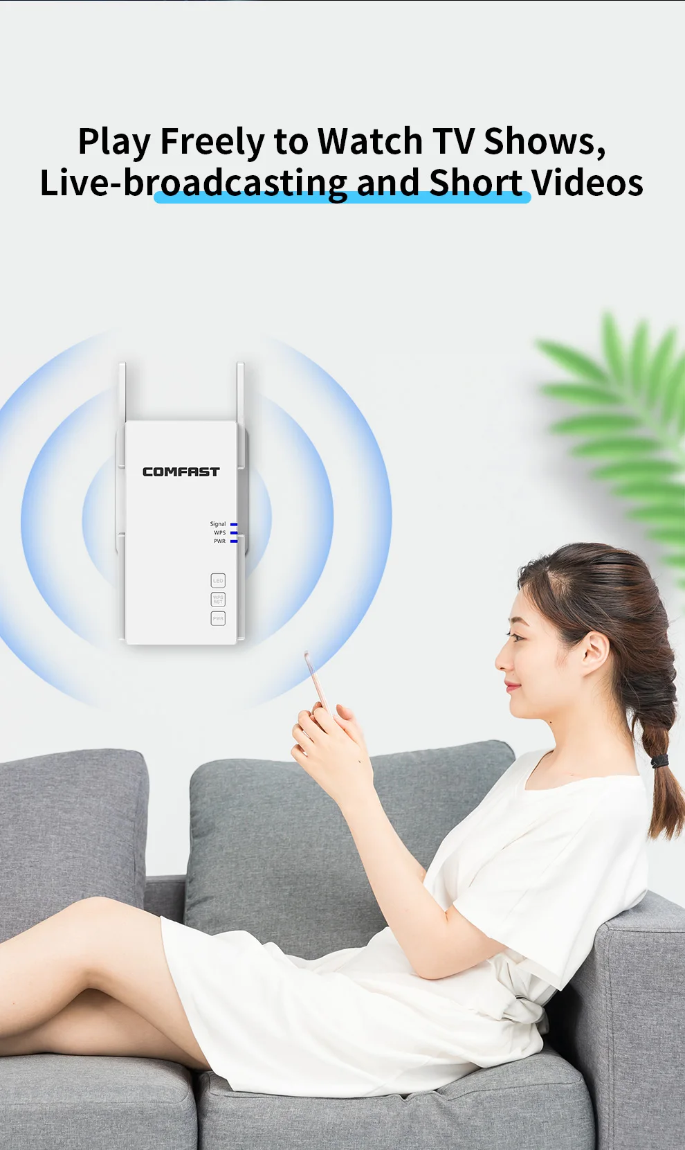 Comfast AC1200/AC2100 Dual Band 2.4&5.8GHz Powerful WiFi Repeater Full Signal Range Booster Home Wireless Extender/ AP/ Router