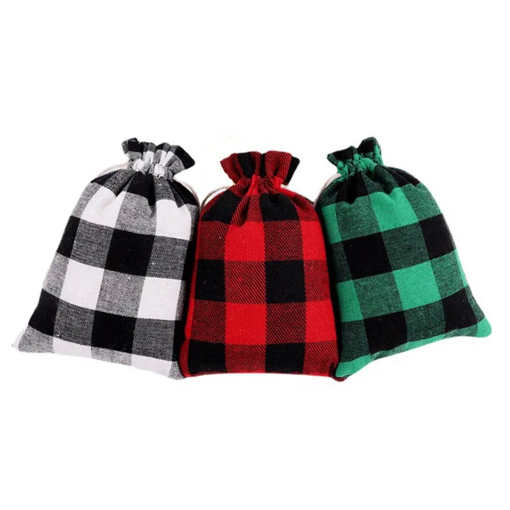 Plaid Drawstring Bag Plaid Christmas Drawstring Bags Washable Bag For Candy Wrapper Birthday Christmas Party Favor