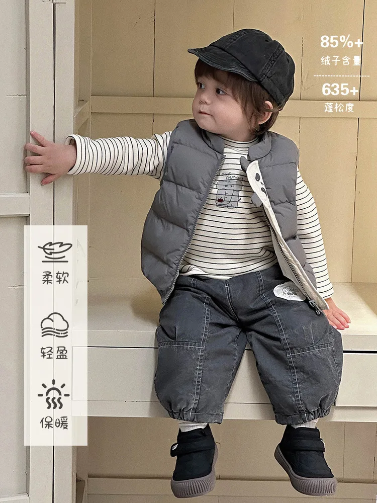 

Boys' Vest Winter Down Jacket Baby Cartoon Sleeveless Coat Infant Thickened Warm Vest Sleeveless Jacket aClass