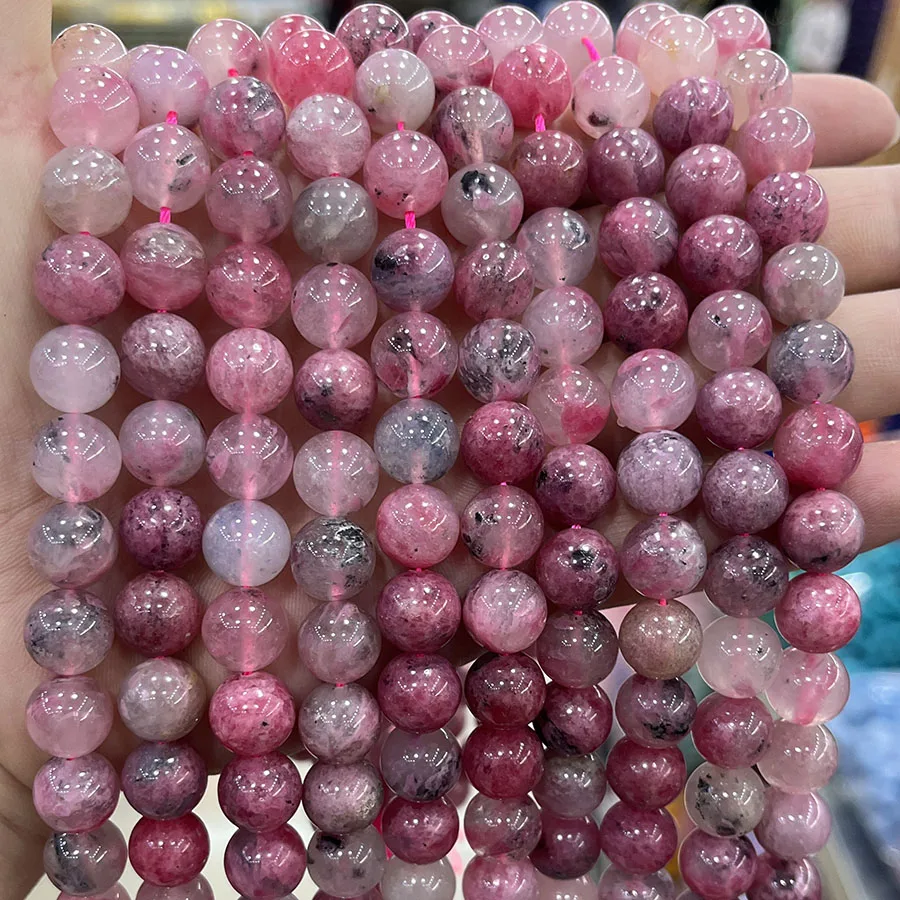 Natural Rose Rosaceae Crystal Beads Round Loose Spacer Beads For DIY Women Handmade Bracelet Accessories 15''6mm 8mm 10mm