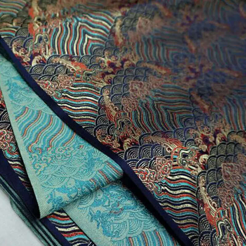 Chinese Damask Fabric Silk Peacock Jacquard Brocade Cloth Dress Skirt Material Chinese Sewing Patchwork for Cheongsam