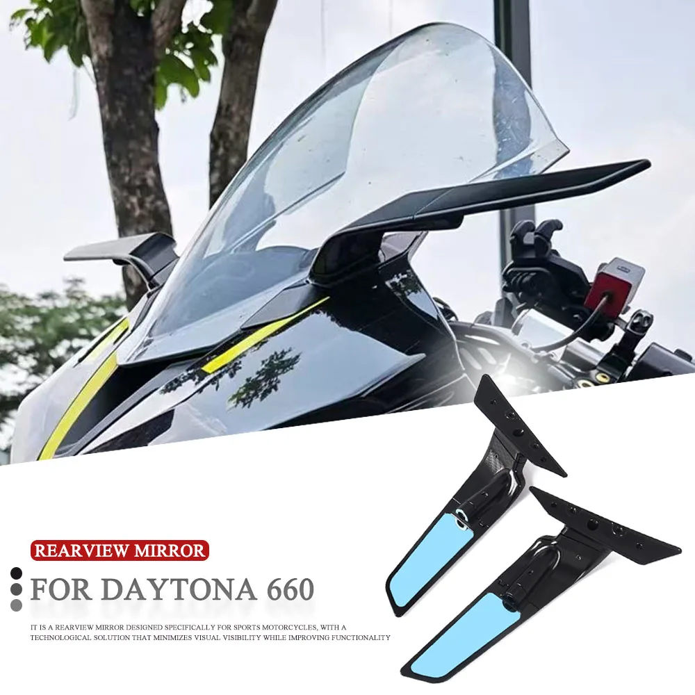 

New CNC Aluminum Motorcycle Rearview Side Mirrors Wind Wing Adjustable Rotating Kit For Daytona 660 Daytona660 2024 2025 2026