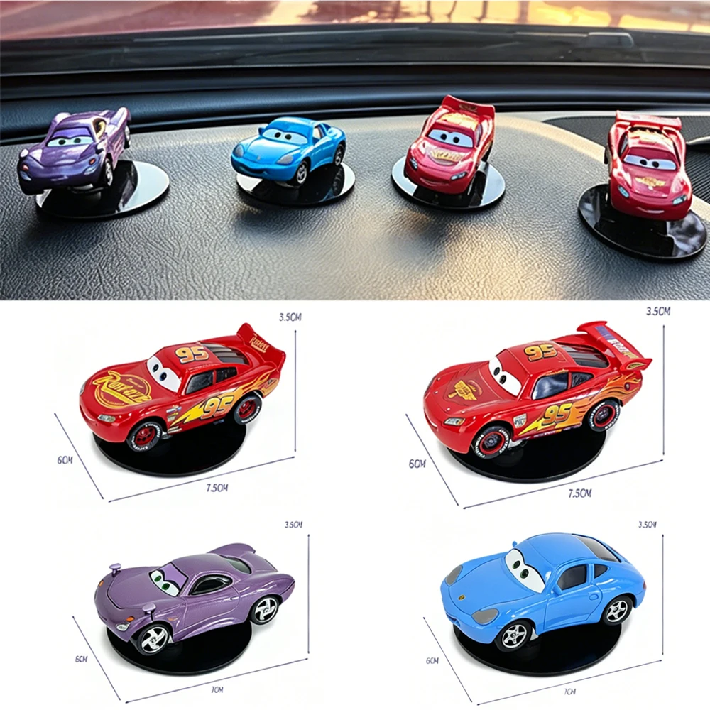 Pixar Cars 3 - Lightning McQueen Drehbares Drift-Ornament für Armaturenbrett und Mittelkonsole, Innendekoration, Spielzeug, Überraschungsgeschenk für Fahrer – Detail 3