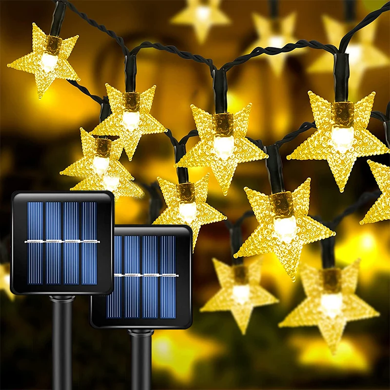 

Solar Star String Lights Outdoor LED Christmas Lights Waterproof Garden Party Decoration For Xmas Patio Balcony Street Yard