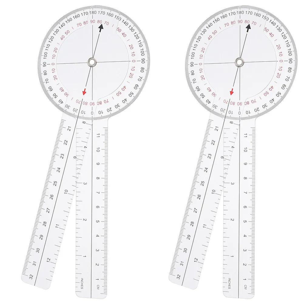 2Pcs Transparent Angle Ruler Goniometer Foldable Measuring Tool for Architecture Drafting Engineering Painting