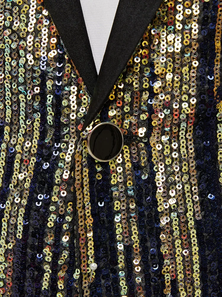 HOO 2024 Men\'s Meteor Gradient Sequin blazer Performance Singer Stage Performance Host Catwalk blazer