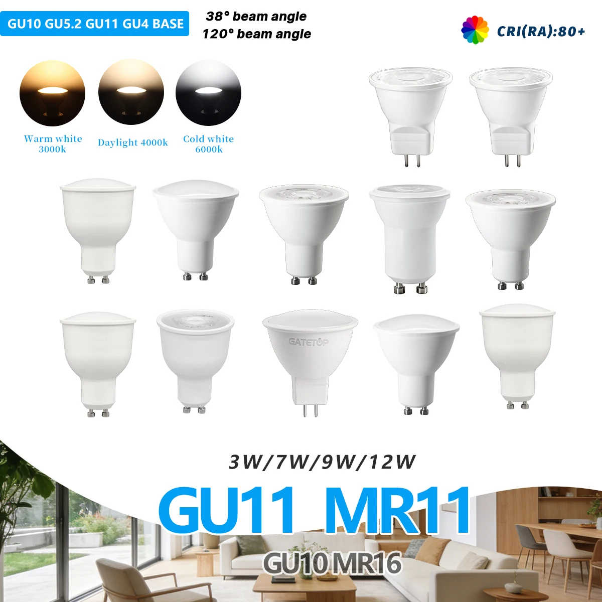 4 Pack MR11 GU11 LED Spot Light Bulb 35mm Diameter AC 220V 3W MR11 GU4 GU10 GU5.3 Lamp Bright Mini COB LED Spotlight Lamp