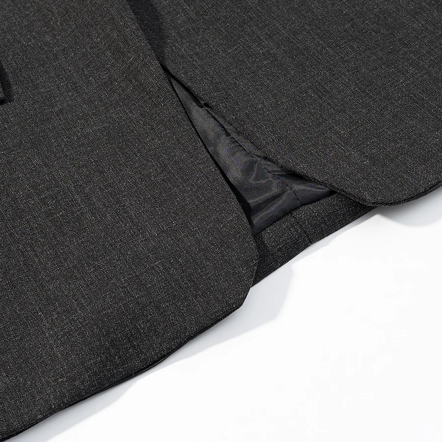 HH Damen Casual Asymmetrischer Dunkelgrauer Blazer Einknopf Langarm-Jacke Mäntel 2026 Trend Vintage Einfarbige Büro-Blazer – Detail 8