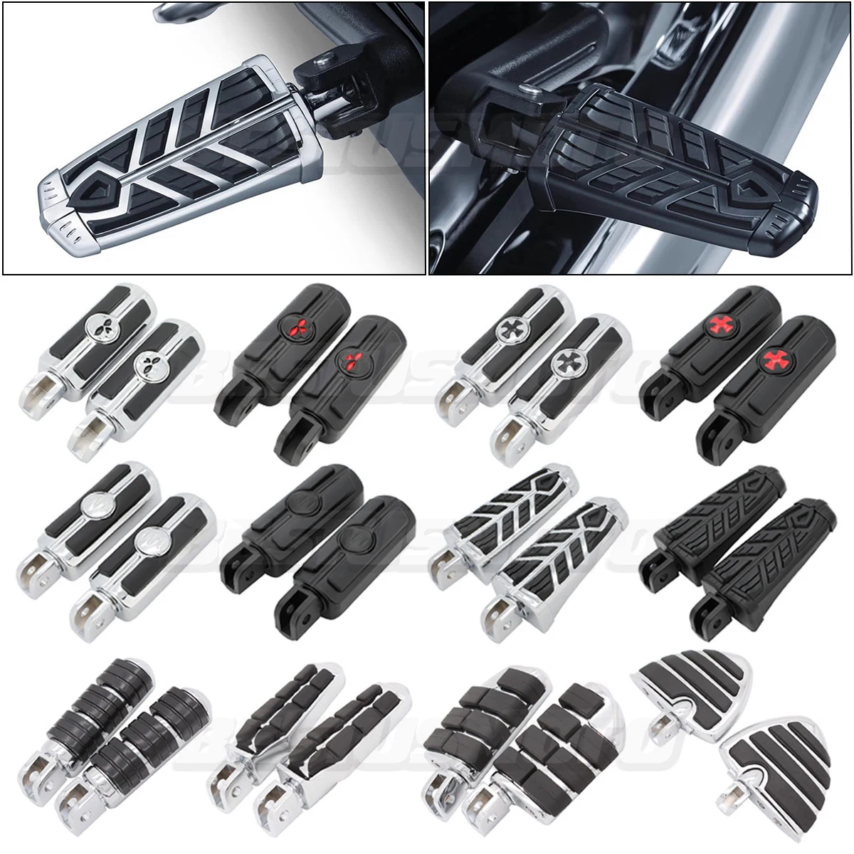 Motorcycle Front&Rear Foot Pegs Footrests For Suzuki Volusia 800 VL800 Boulevard M109R M90 C50 M50 For Honda GL1800 F6B ST1300