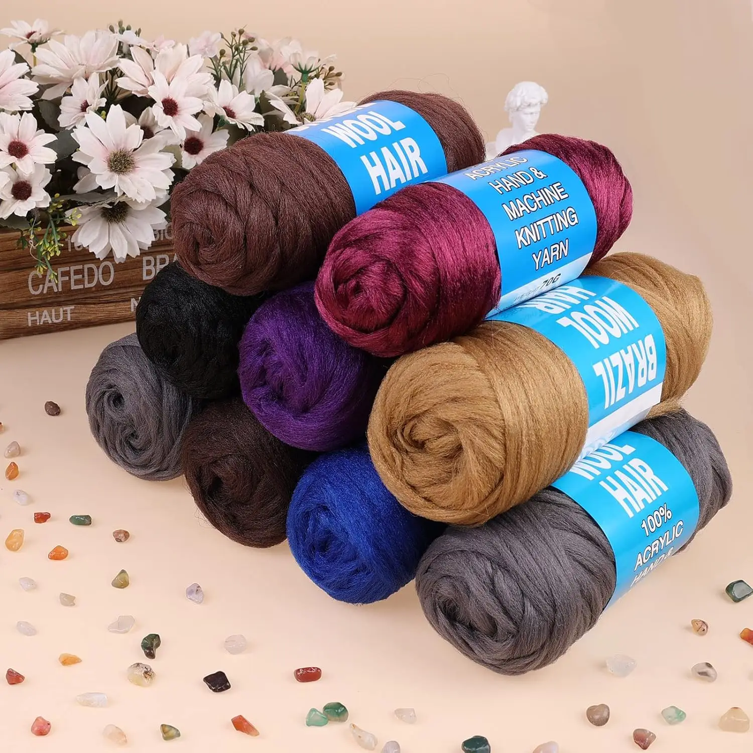 Kanekalon Synthetic Wool Hair Extension For Women African Low Temperature Senegalese Twist Faux Locs Wraps Crochet Braiding Hair