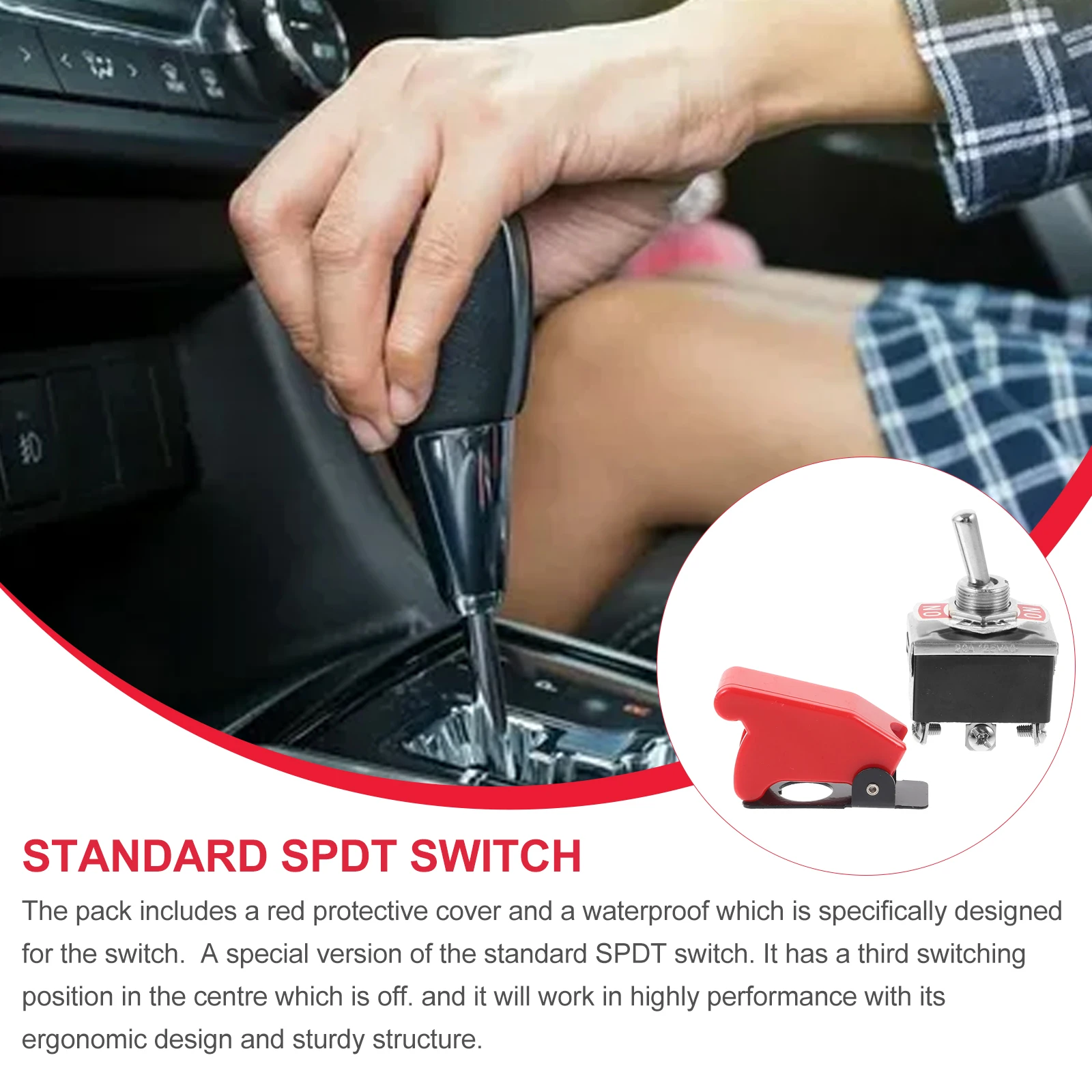 

Red Protective Cover Waterproof Toggle 3 Position SPDT On Off Car Relay High Performance for Equipment