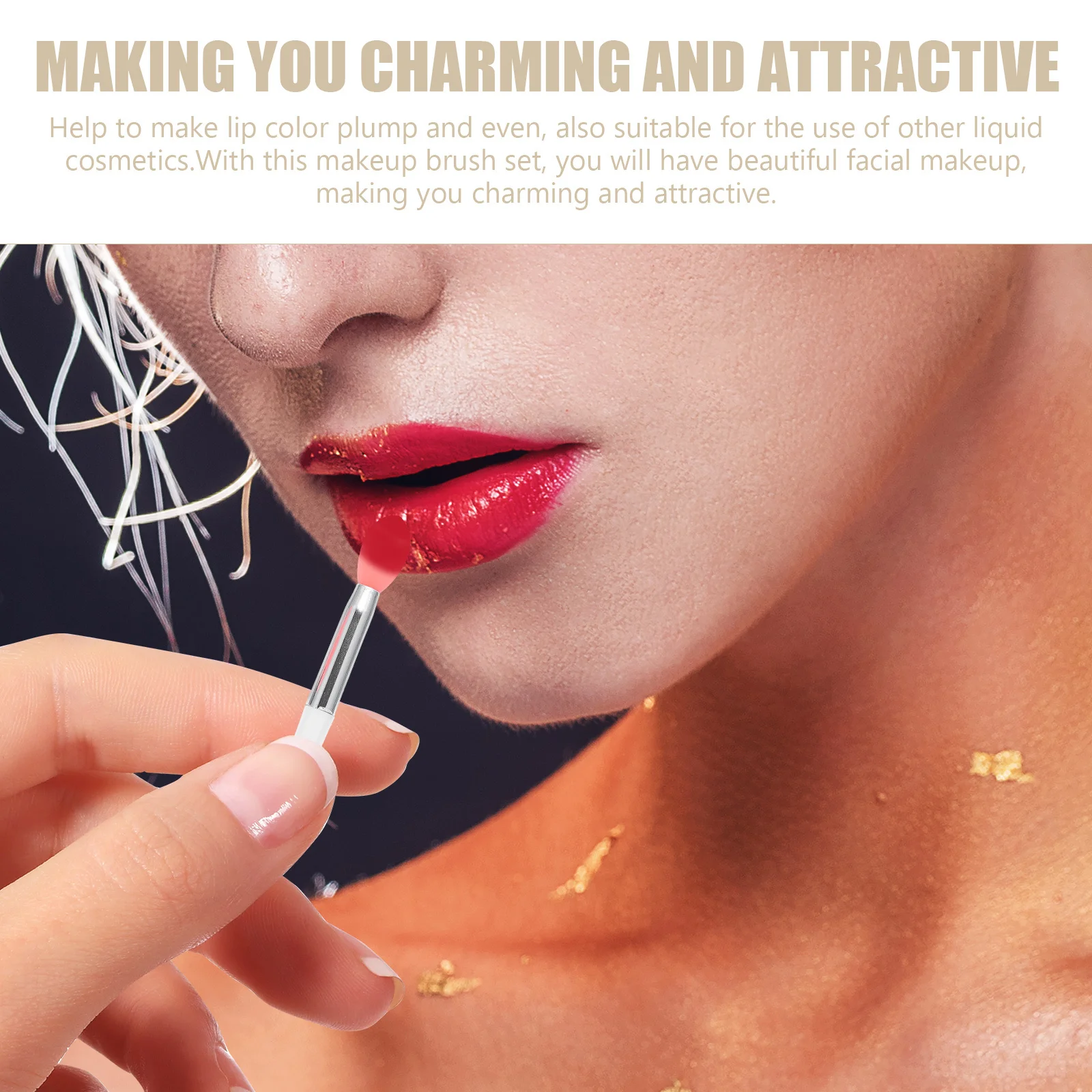 1 conjunto de escova de batom de silicone, ferramenta suave na pele, ponta fina para até mesmo cor, efeito plumping, aplicador de maquiagem, uso diário