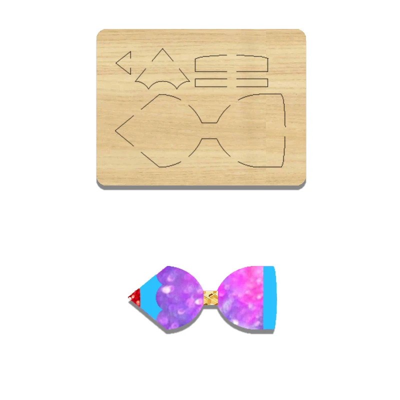 

BD48 Wooden Cutting Die For Pencil Shaped Bowknot Hairpin, Suitable For Most Machines