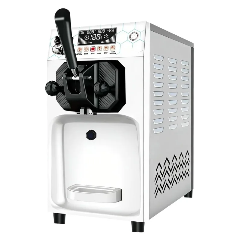 

Stainless steel ice cream machine, 57 cm high, 6 liters capacity, pre-cooling function, automatic cleaning