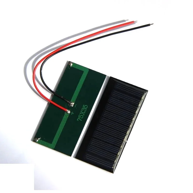 5.5V Mini Solar Cell with Cable 0.33W Solar Panel DIY Solar Toys Small Solar Power Projects 75*35MM 20PCS Free Shipping