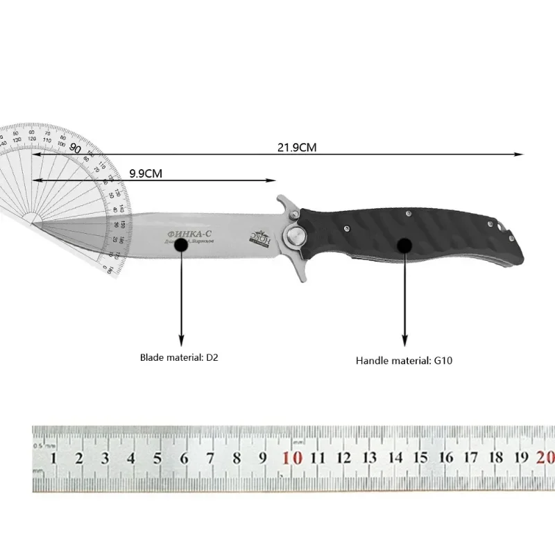 Russian HOKC Folding Knife D2 Steel Blade G10 Handle Tactical Survival Camping EDC Hunting Self-defense Multitool Utility Knife