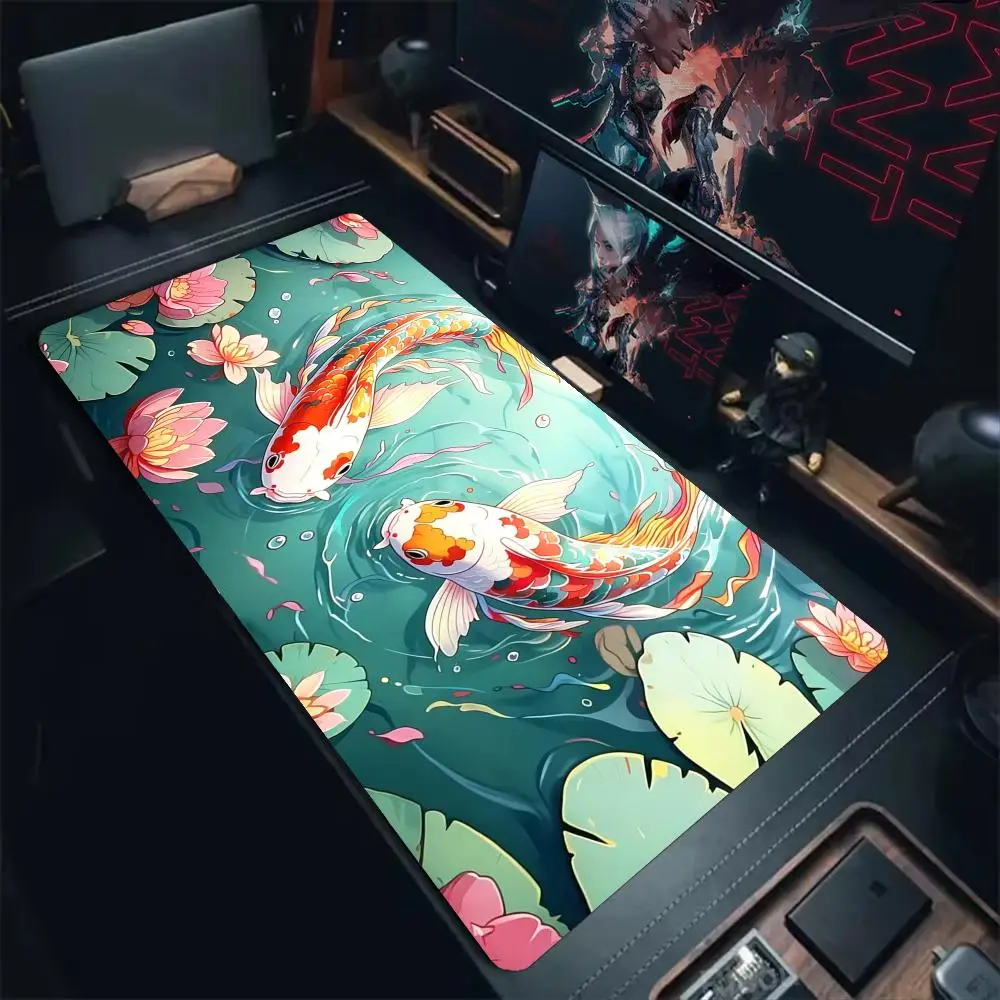Interesting Koi Mouse Pad Desk Mat Large Computer Office Carpet XXL Mousepad Gamer Gaming PC Accessories Keyboard Rug Mauspad