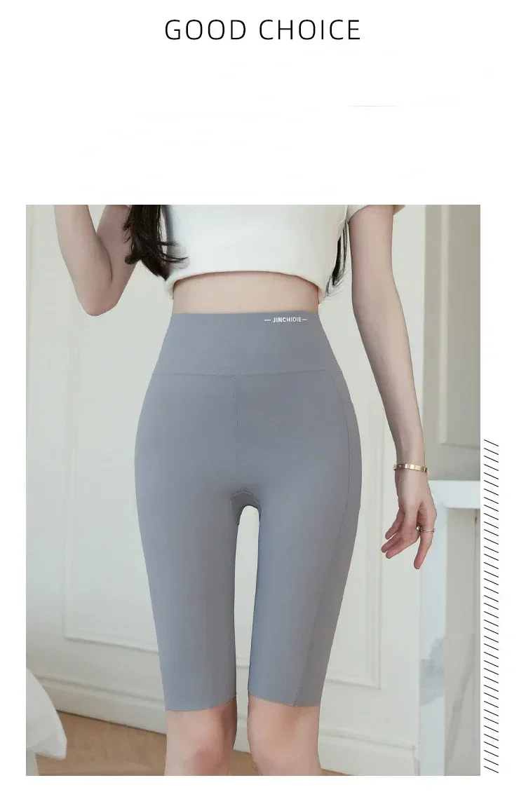 Große Leggings für Damen, Sport-Shark-Shorts mit Tasche, dehnbar, hohe Taille, Hüftlift, Workout, Laufen, schnell trocknende Gym-Shorts – Detail 8