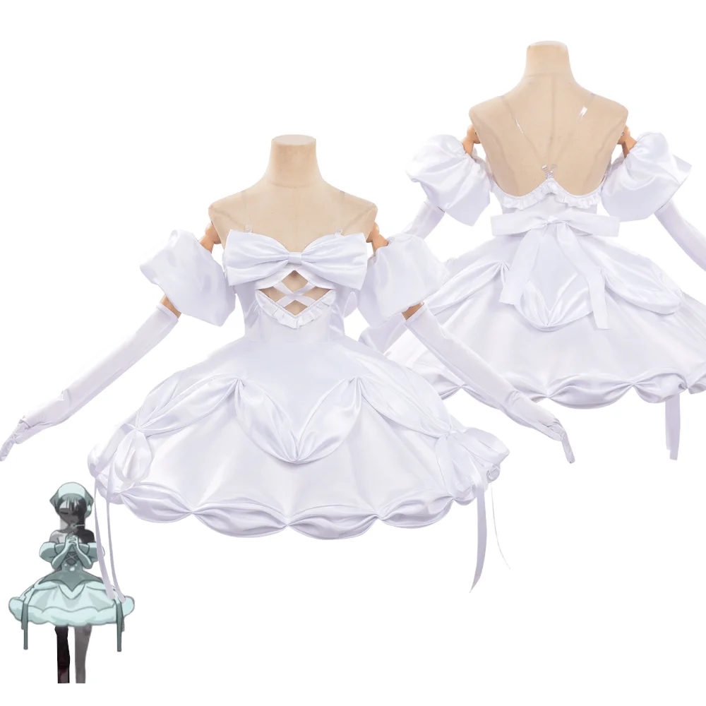 Alien stage Suacosplay costume white short Lolita dress long gloves Halloween carnival women cosplay set