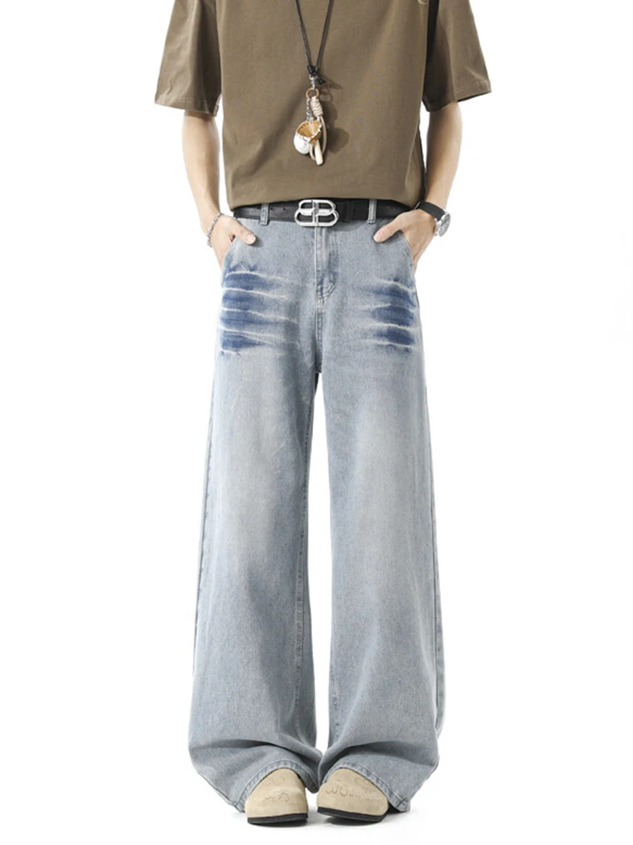 

Мужские джинсы в американском стиле Cleanfit, весенне-осенние, прямые, свободные, широкие, модные, в стиле High Street, длинные брюки из хлопка и полиэстера