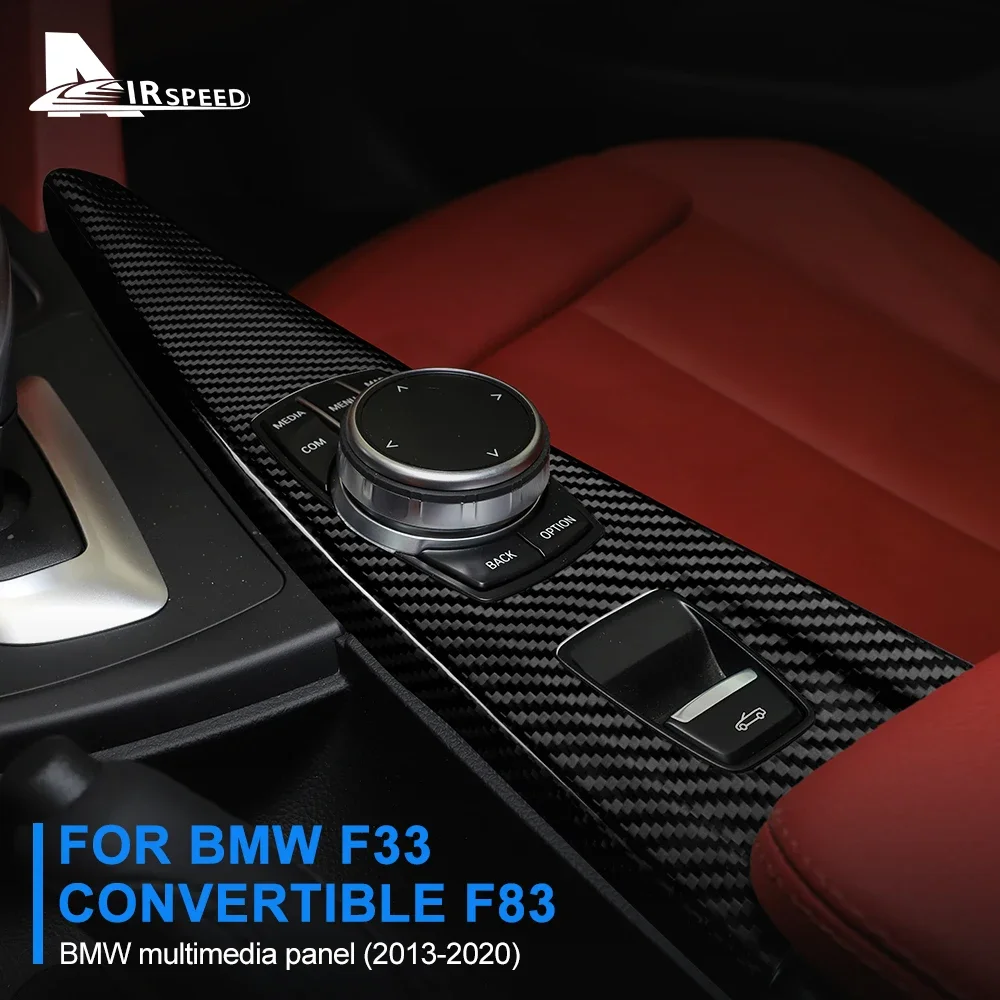For BMW 4 Series F33 F83 Convertible 2013 2014-2020 Carbon Fiber Car Central Multimedia Knob Panel Trim Sticker Car Accessories