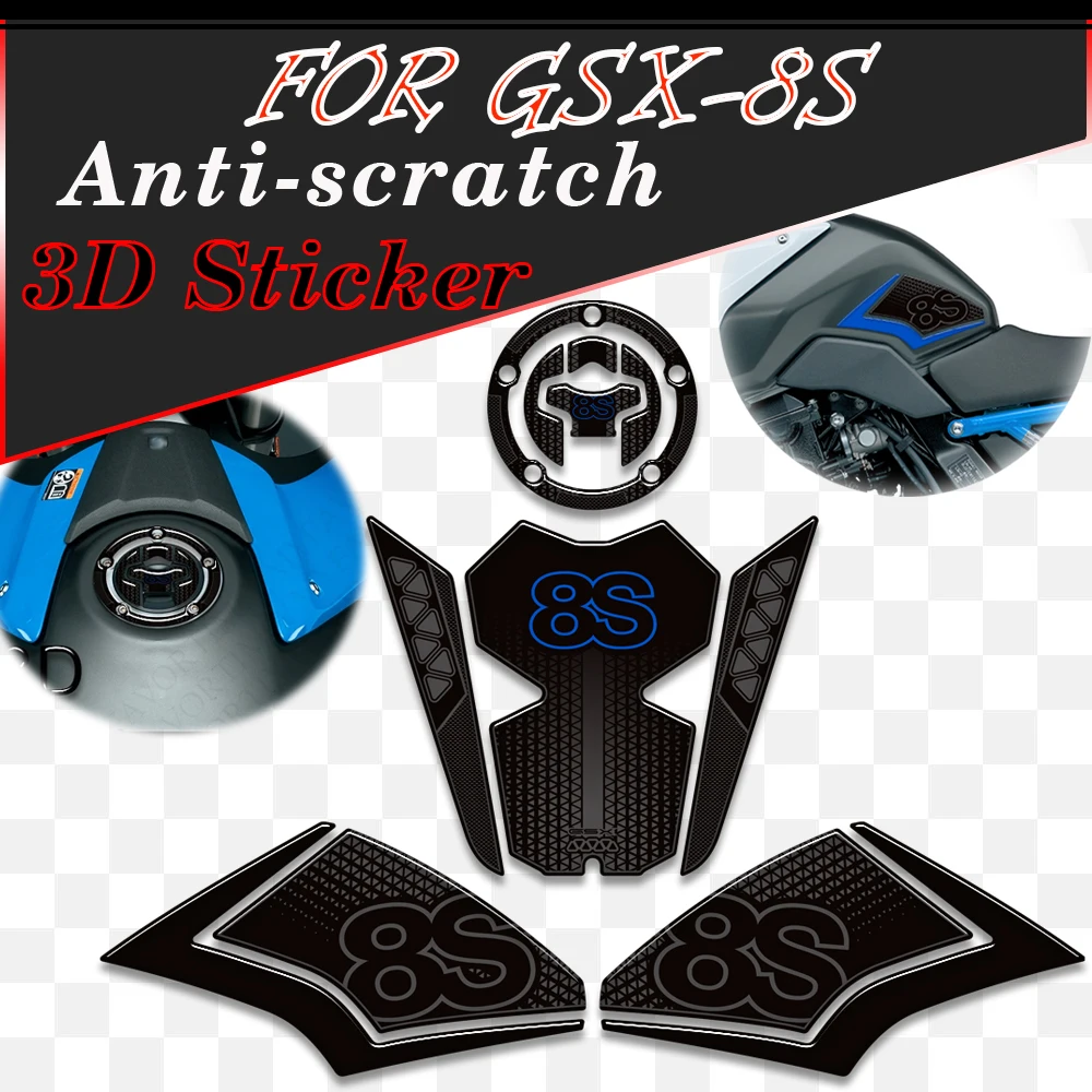 

Для Suzuki GSX-8S GSX8S GSX 8S 800 2023 2024 мотоциклетные накладки на бак, ручки, боковой комплект для газа, топливного масла, защита колена, 3D наклейки, наклейки