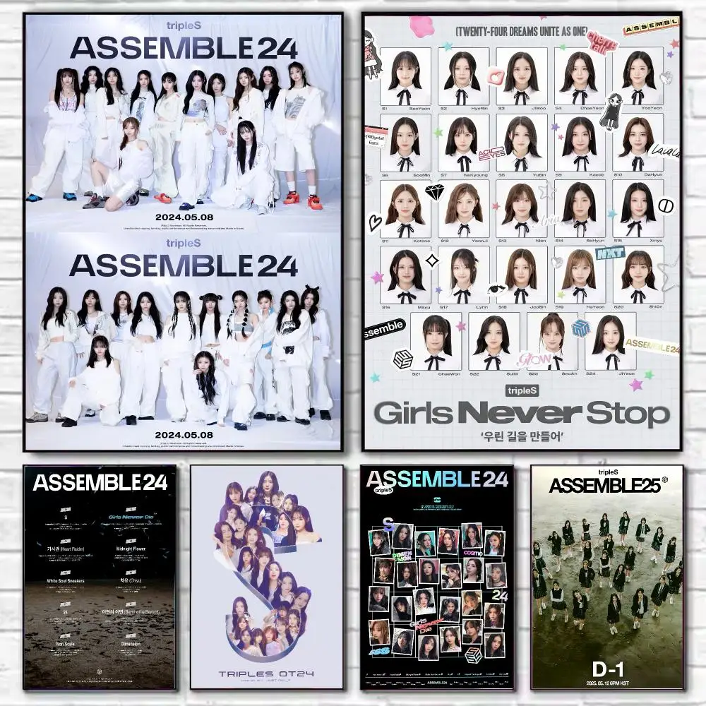 Band T-TripleS ASSEMBLE24 futuristic Kpop Poster HD Art Decorative Wall Art Waterproof Home Décor Gift