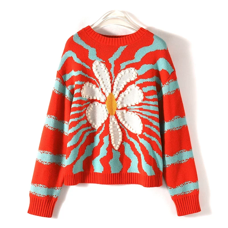 

Новый жаккардовый пуловер с круглым вырезом на весну и осень в оригинальном заказе внешней торговли.