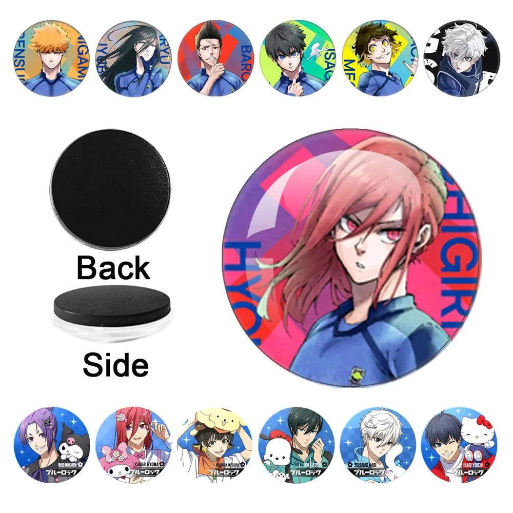 BLUE LOCK Fridge Magnet Bachira Meguru Chigiri Hyoma Seishiro Nagi Glass Dome Magnetic Refrigerator Stickers Note Holder Decor