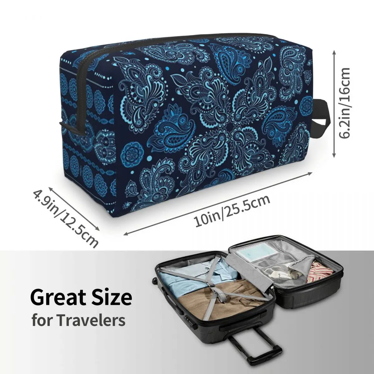 Cool Paisley Bandana Style Makeup Bag Cosmetic Organizer Storage Dopp Kit Toiletry Cosmetic Bag for Women Beauty Travel