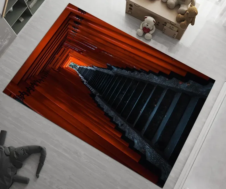 3D Hole Illusion Carpet Visual Extension Living Room Rug Creative Bedroom Living Room Entrance Fully Covered with Large Carpet