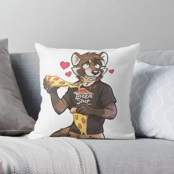 

Pizza Time Pizza Sl T Raccoon Furry Desi Printing Throw Pillow Cover Square Car Decor Fashion Pillows not include One Side