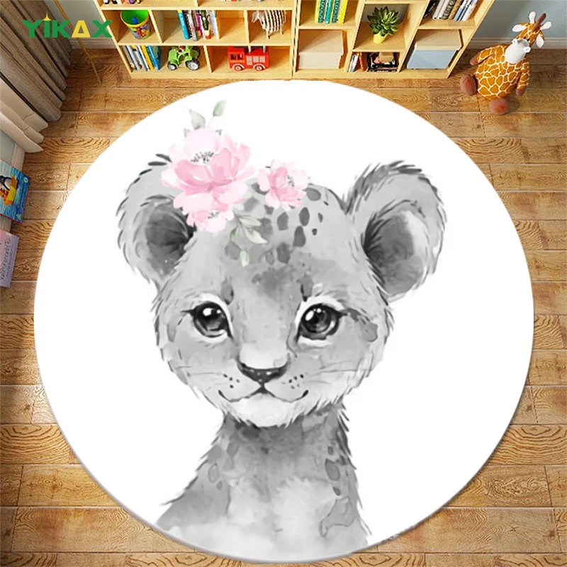 Cartoon Game Kids Anti-Slip Floor Mats Bedroom Living Room Home Decor Baby Nursery Kawaii Rugs Round Play Crawling