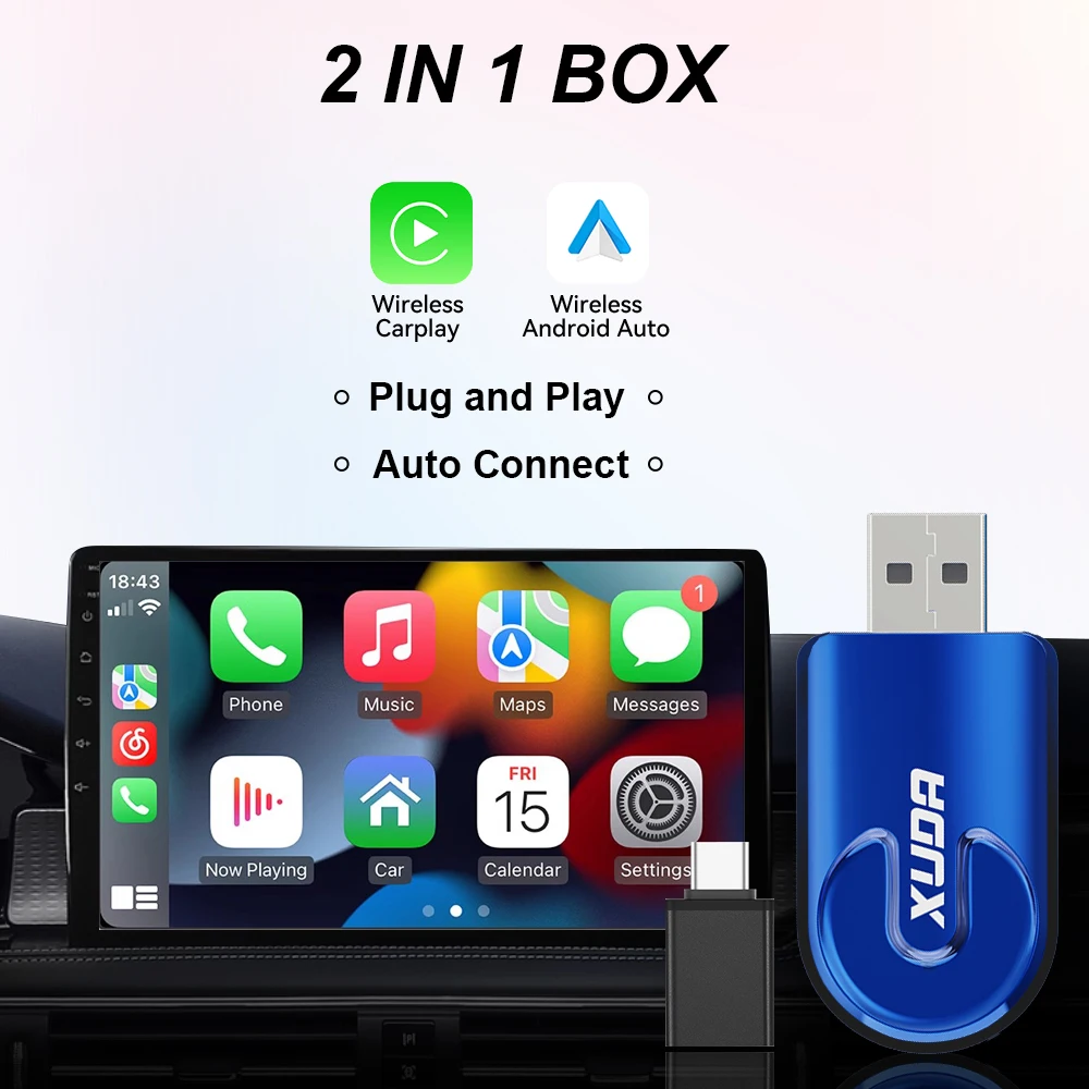 XUDA Mini  2 in 1 Wired to Wireless Carplay Android Auto For Chery Tiggo 8 Tiggo 2 Tiggo 3 Tiggo 4 Arrizo 5 Arrizo 6 Arrizo 7