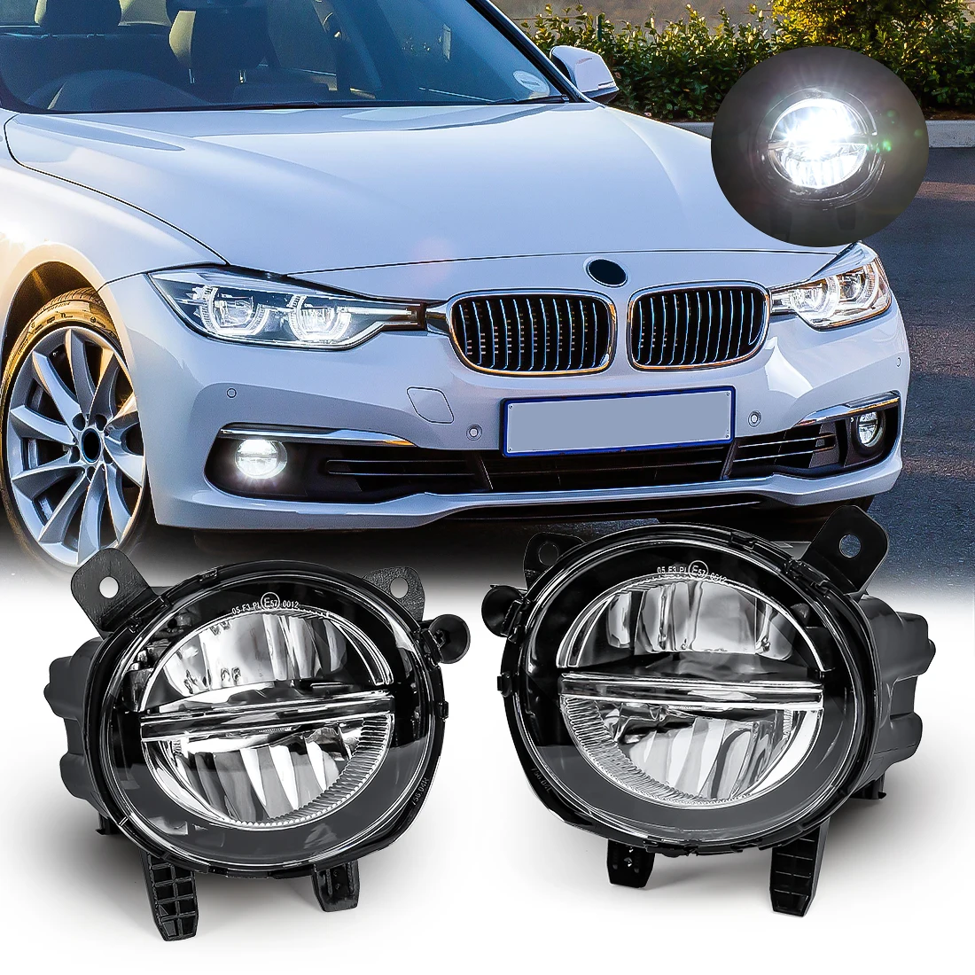 

For BMW F20 F21 F22 F23 F30 F31 F32 F33 F34 GT F35 F36 Car Front Bumper Fog Lamp Assembly LED White Headlight Driving Lights 12V