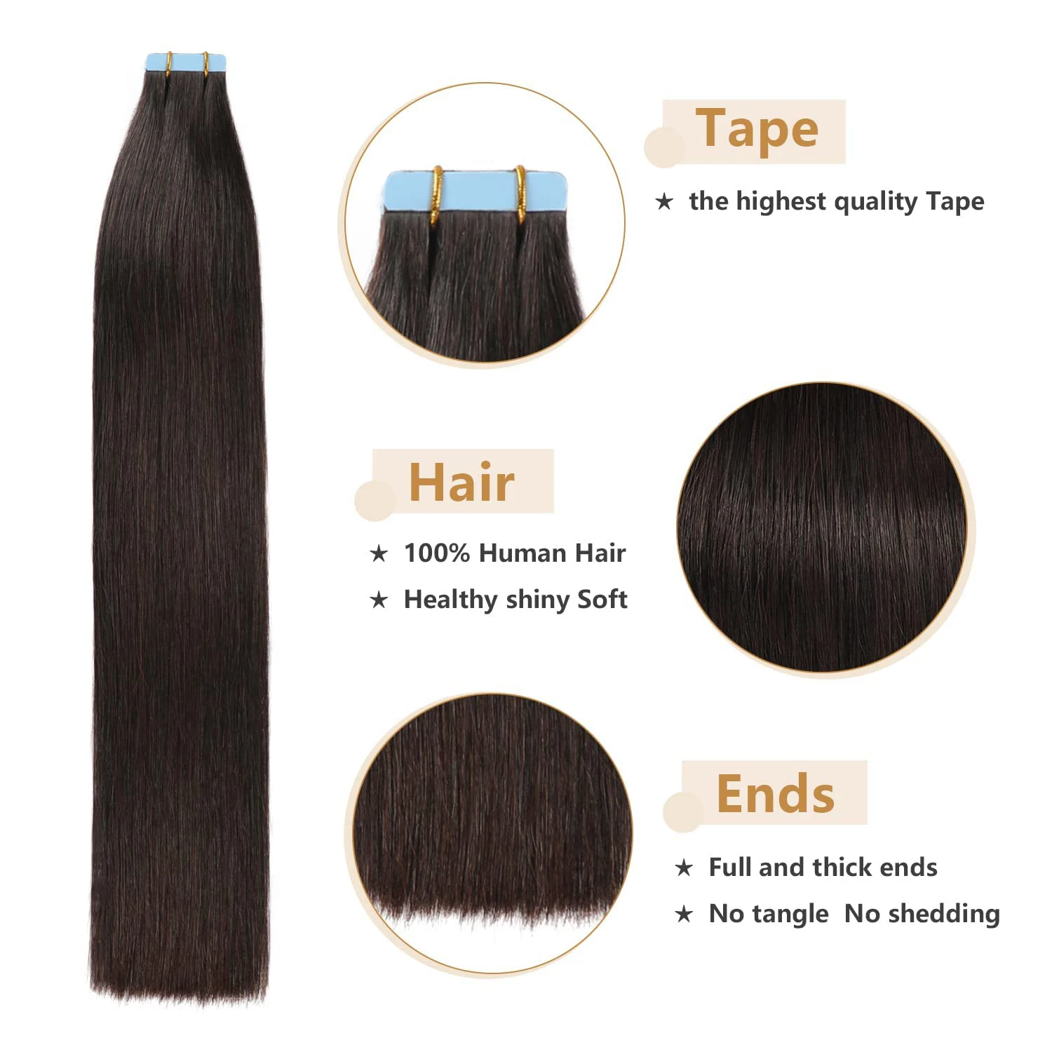 Tape in Hair Extensions 100% Natural Black For Women Hair Extension Seamless Tape Skin Weft Real Human Remy Hair Extension 20pcs