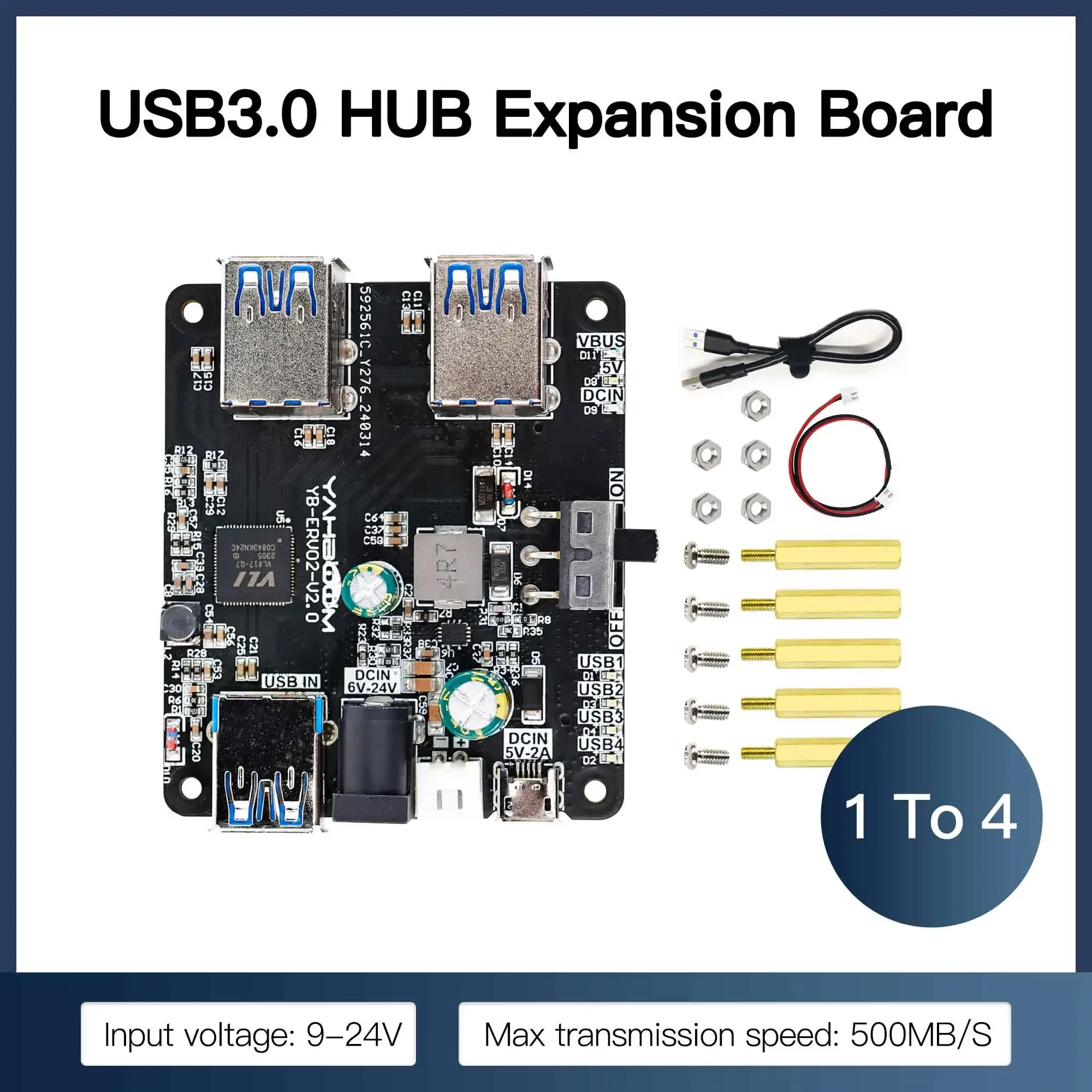 

USB-концентратор 3.0, мульти-разветвитель USB, 4 порта USB с микро-зарядкой, мощность 9-24 В для робота-оборудования Raspberry Pi 5/4B Jetson Ros