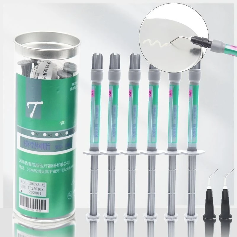 6 قطعة/المجموعة طب الأسنان السائل الراتنج العلاج الضوئي عن طريق الفم ملء استعادة المواد A1 A2 A3 مختبر المواد الاستهلاكية نموذج الراتنج أداة #2